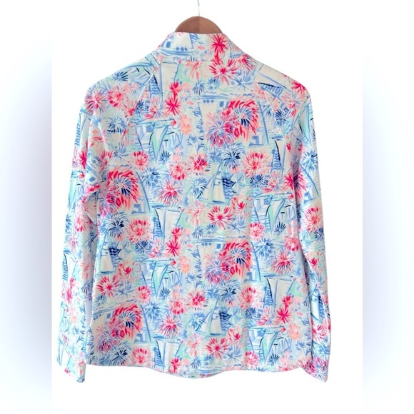 LILLY PULITZER Janie Embroidered Popover Top SEA TO SHINING SEA Size Small - Picture 7 of 9